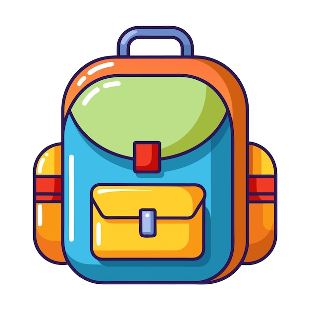 Vector school bag clipart cartoon style vector illustration