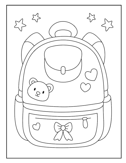 School bag coloring pages for kids