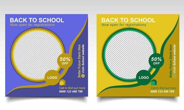 School banner design School admission poster or left let