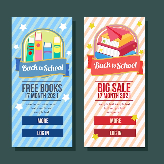 School banner vertical big sale flat style