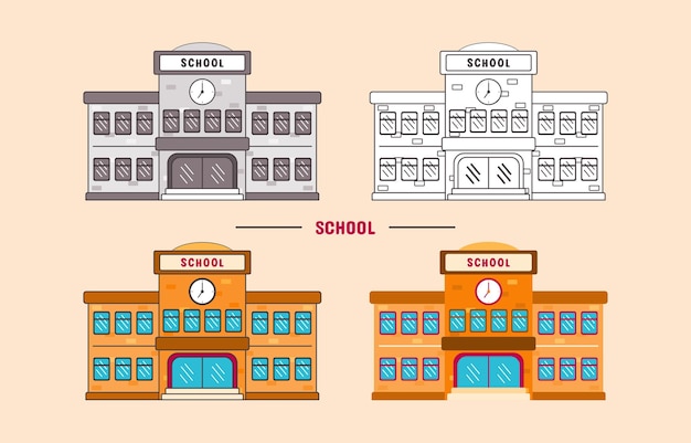 School Building Icon Vector Illustration