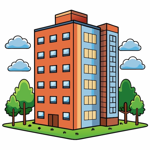 School Building Vector Illustration Art