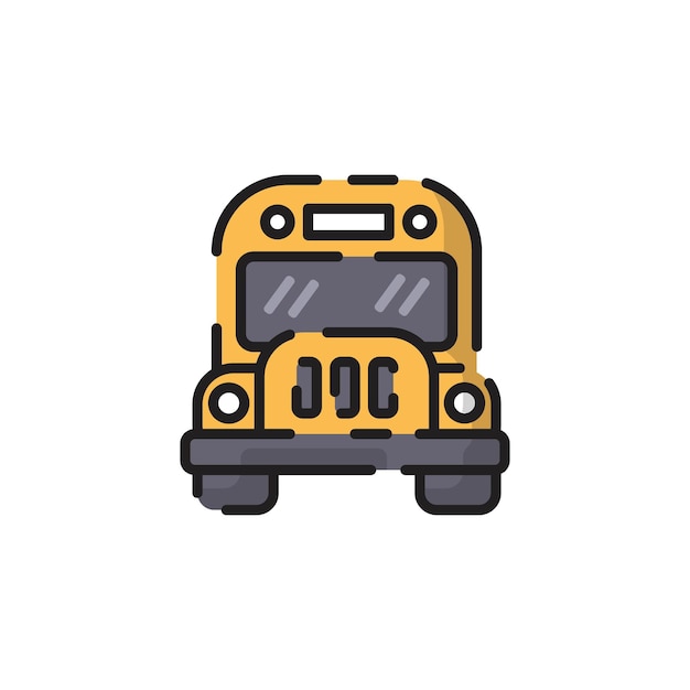 School bus car cartoon flat style