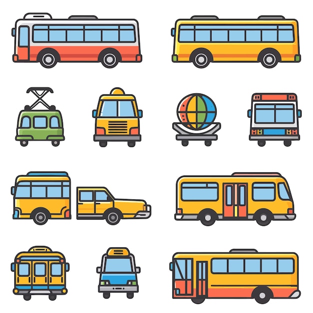 school bus icon and vector