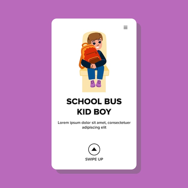 School bus kid boy vector