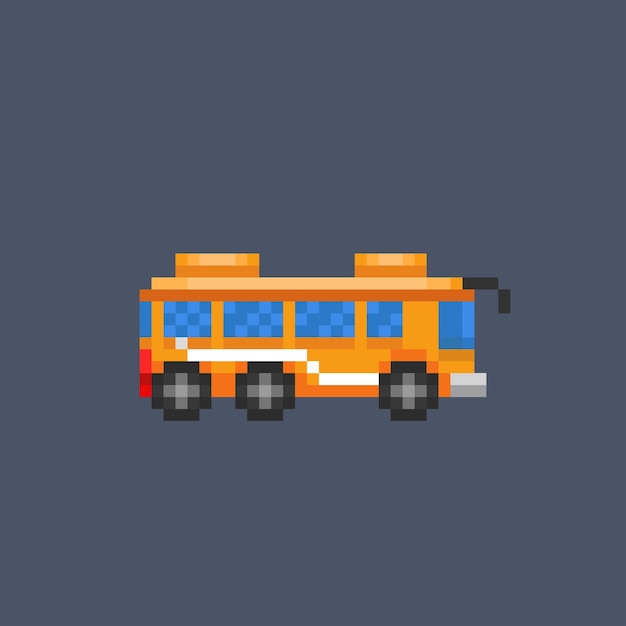 school bus in pixel art style