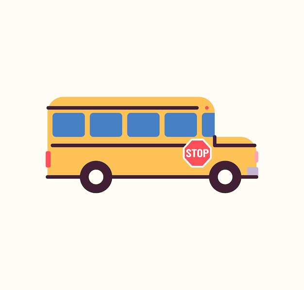 School bus and yellow school bus transport children back to school concept flat vector illustration