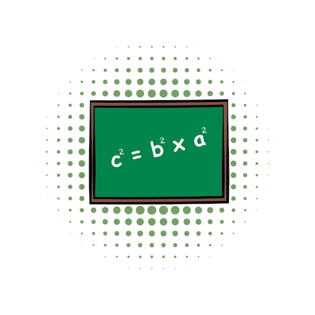 School chalkboard comics icon Green chalkboard with wooden frame on a white background