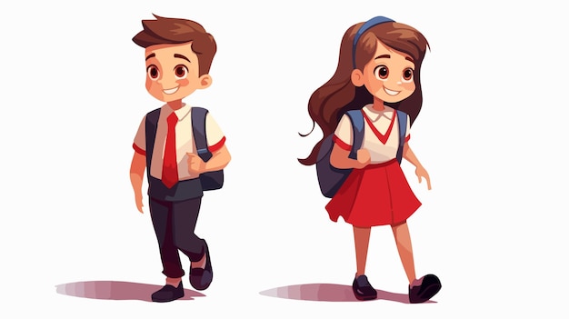 Vector school children cartoon vector illustration