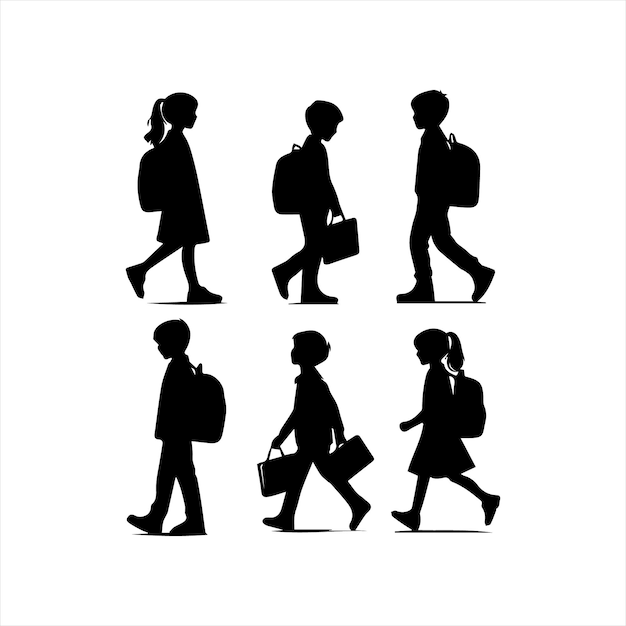 school children walking and carrying backpack