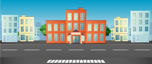 School in the city   illustration.