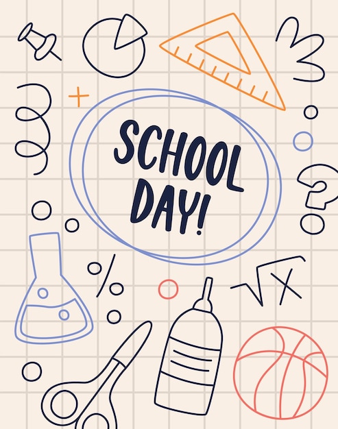 Vector school day doodle banner