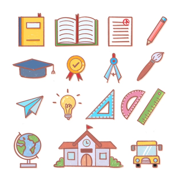 school design color icon set