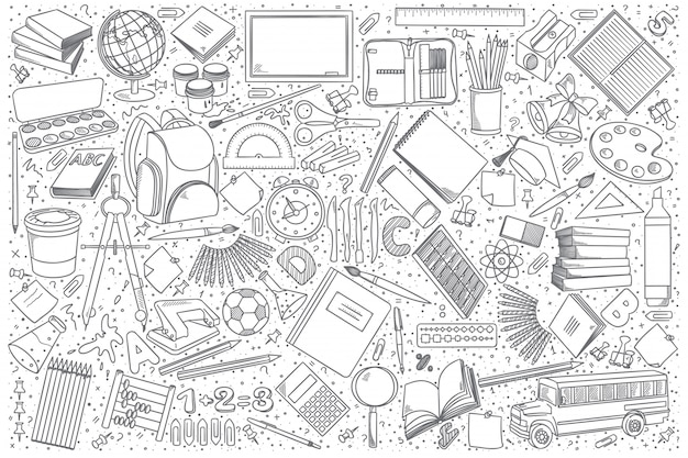 School doodle vector set