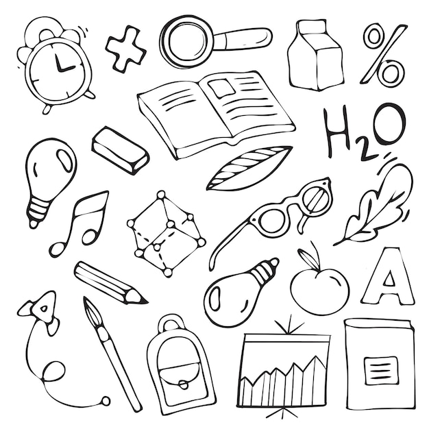 School doodles Vector illustration isolated on white background