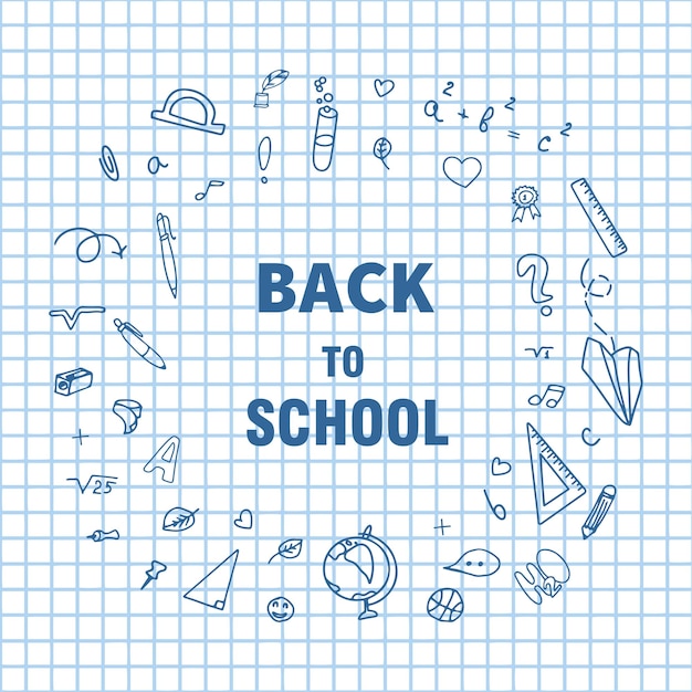 School drawing on a sheet in a cage Vector illustration back to school