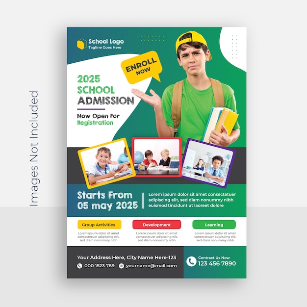 School education admission flyer poster