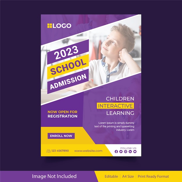 Vector school education admission flyer template design