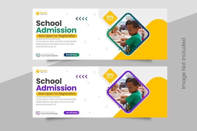 School education admission social media cover post web banner back to school banner and web banne