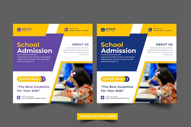 School education admission social media post and back to school template and web banner