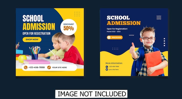 School education admission social media post back to school web banner template