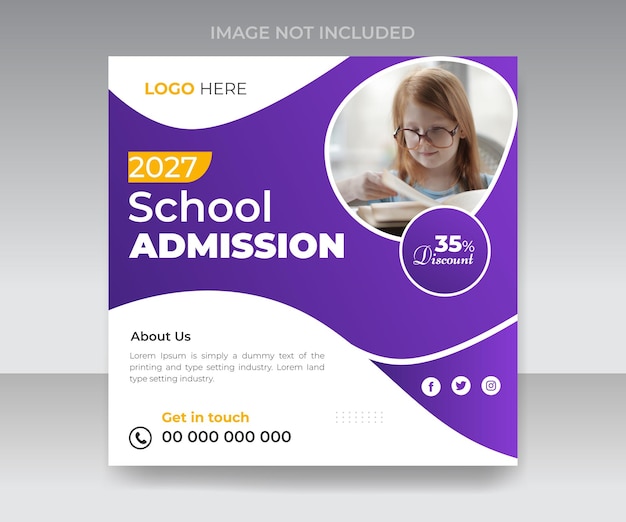 School education admission social media post and  banner template