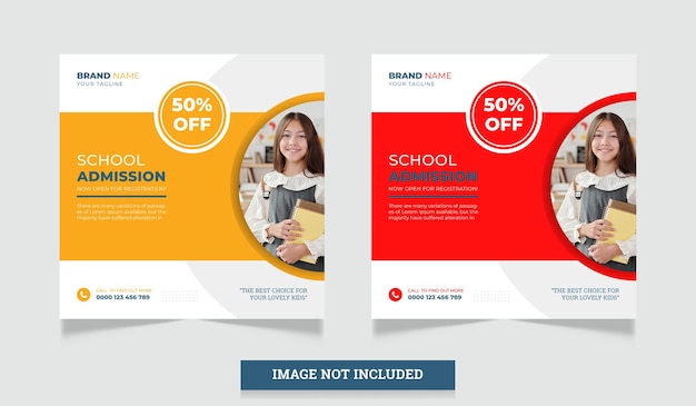 School education admission social media post design template