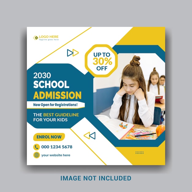 School education admission social media post &amp; web banner design template