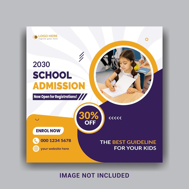 School education admission social media post &amp; web banner design template