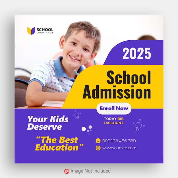 School education admission social media post and web banner of square size