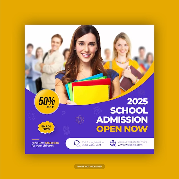 School education admission social media post amp web banner template Premium Vector