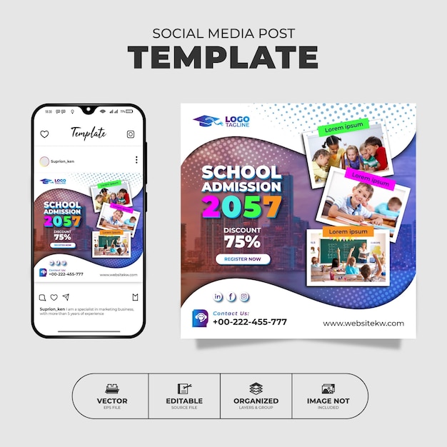 School Education Admission Social Media Post And Web Banner Template