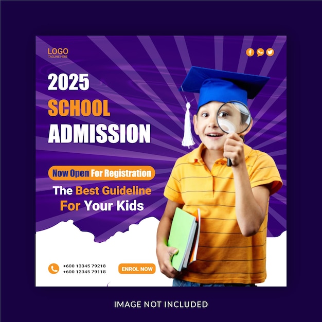 School Education Admission Social Media Post Web Banner Template