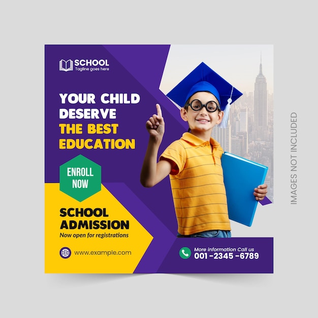 School education admission social media post web banner template