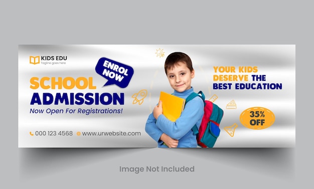 School education admission social media timeline cover premium vector