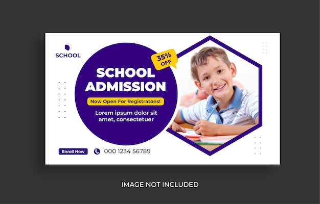 School education admission Youtube thumbnail and web banner template