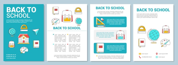 Vector school education brochure template layout. new academic year. flyer, booklet, leaflet print design with linear illustrations. vector page layouts for magazines, annual reports, advertising posters