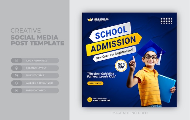 School Education social media post banner template eps