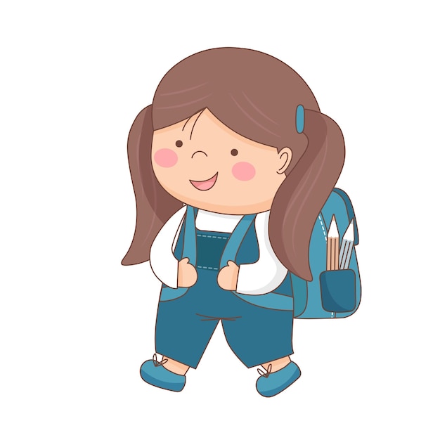 School girl with backpackpravki