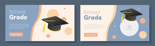 School graduation online banner template set study grade corporate advertisement horizontal ad