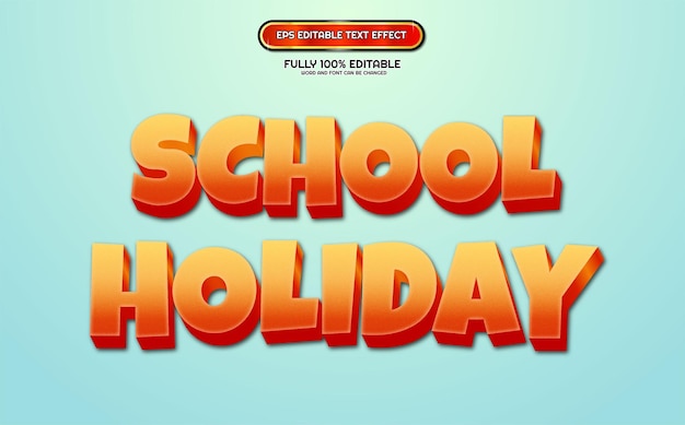 school holiday playful orange kids 3d editable text effect template design vector headline