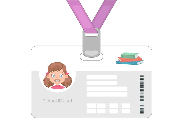 Vector school identity card, personal id card, student identification card.