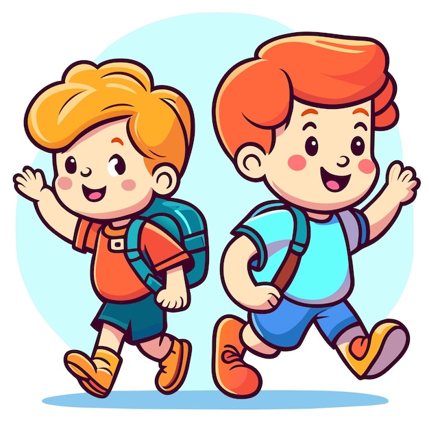 School kid children's day hand drawn flat stylish cartoon sticker icon concept isolated illustration