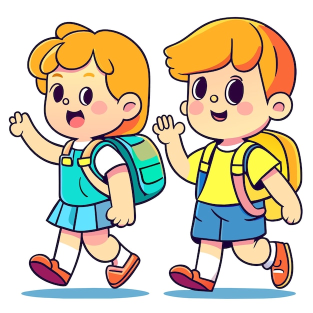 School kid children's day hand drawn flat stylish cartoon sticker icon concept isolated illustration