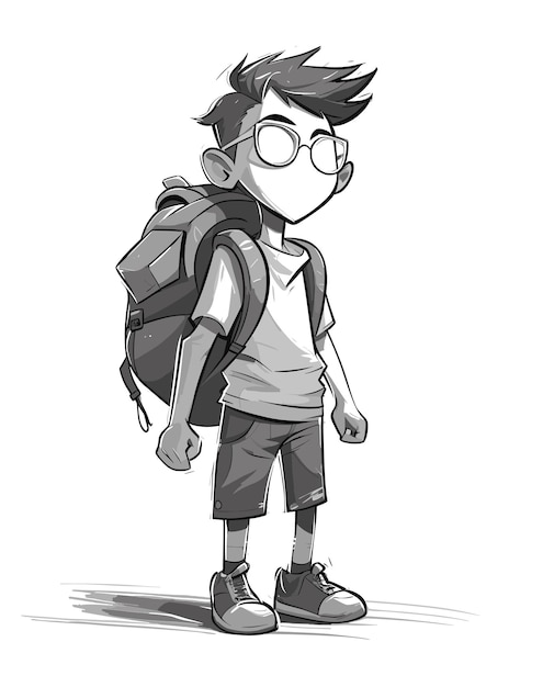 School kid with bag Student with school bag going to school vector illustration