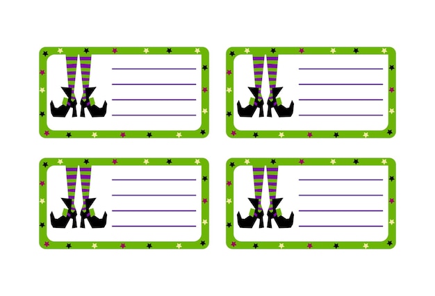 School label with Halloween design school label, name and address, tag, children's clothing sticker