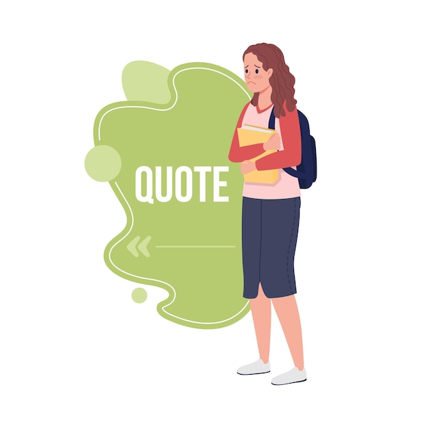 School life quote textbox with flat character