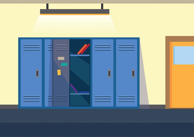 school locker room flat illustration background