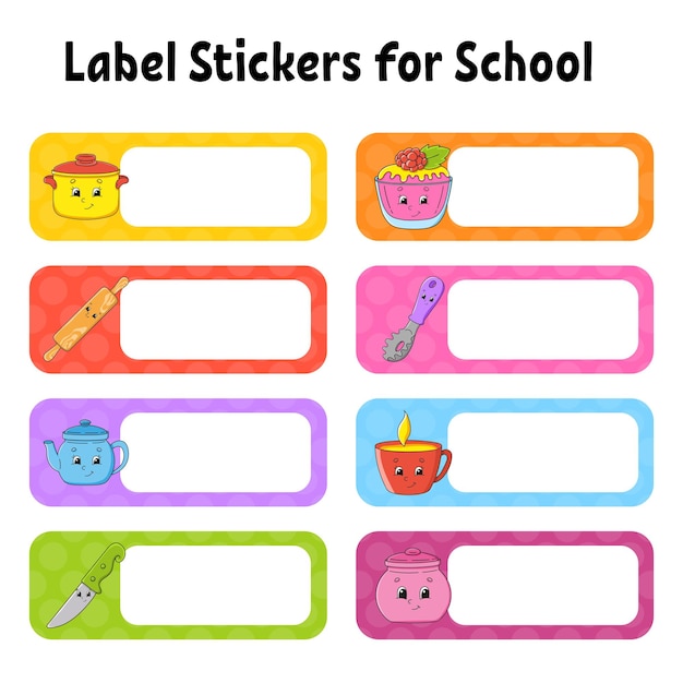 School name label Bright stickers Rectangular label