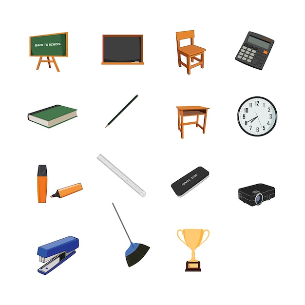 school objects and tools illustration design